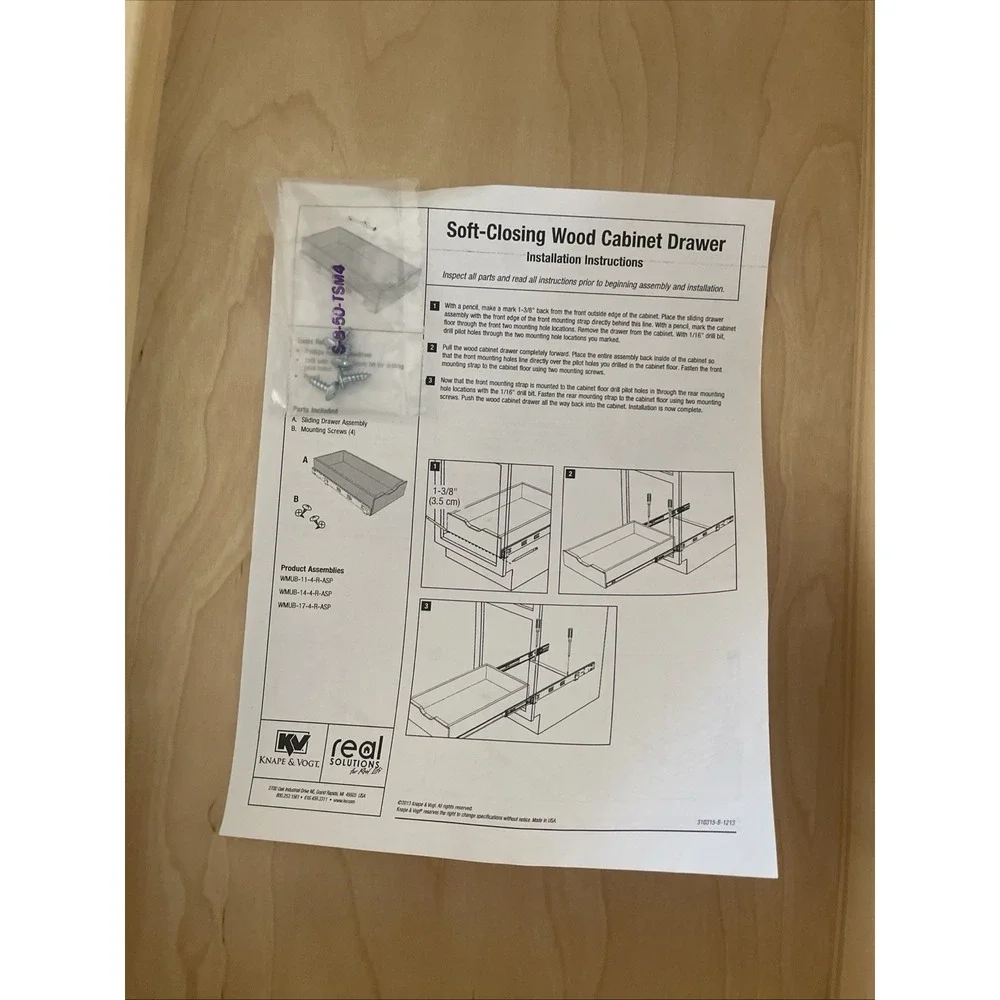 Real Solutions Soft-Close Wood Drawer B26 Fits 15